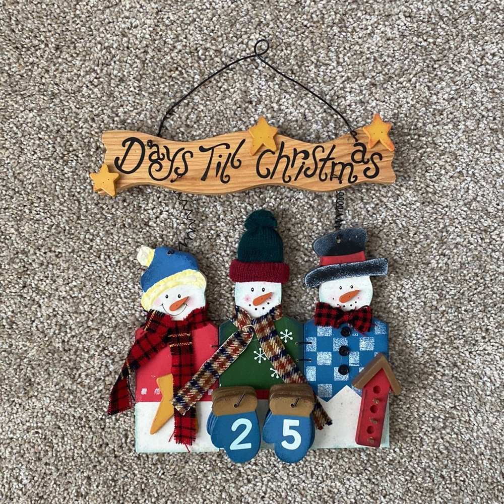 Wooden Hanging Snowmen Countdown Days Till Christmas